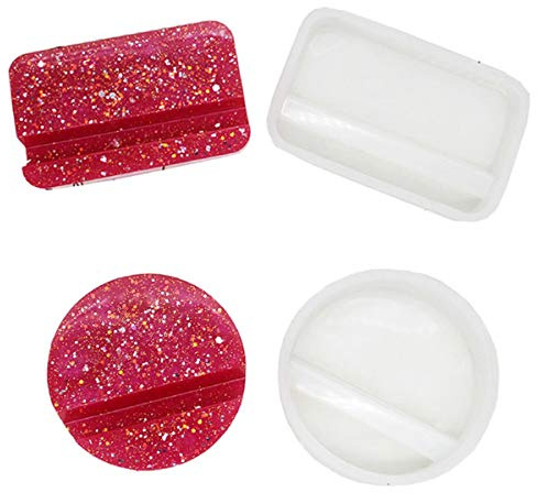 Lot de 2 prises Support de téléphone en résine époxy - Moules DIY Résine Casting - Moule en silicone cristal - Support de téléphone portable - Résine Mold Silicone Moules de moulage de bijoux