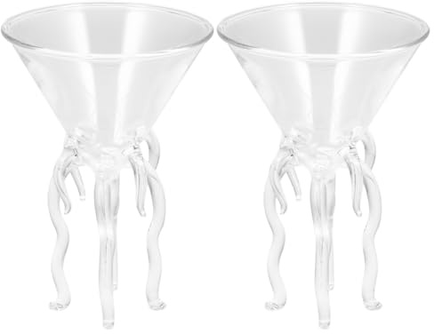 DOITOOL Creative Octopus Cocktail Glass Set 2Pcs Jellyfish Wine Goblets for Home Bar Party Transparent Glassware for Toasting and Entertaining 4.92X3.54X3.54In
