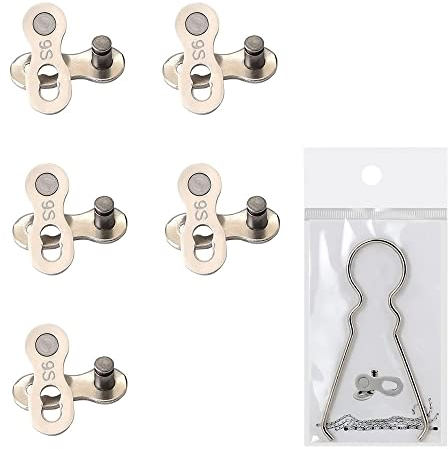 Bicycle Missing Link,5 Pairs Mountain Road Bike Chain Reusable Silver Steel Single Chain Split Quick Release Links for 9 Speed Bikes Connector Link,With Removal Tool