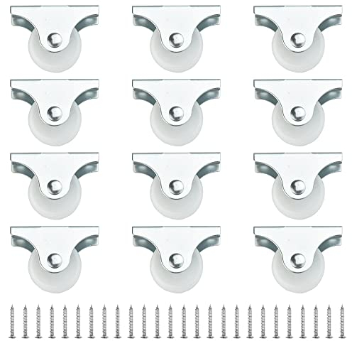 QUCUMER 12 Pezzi Rotelle per Mobili Piccole 25mm Rotelle con Piastra Metallica Ruote in Plastica con Movimento Morbido Ruota Rotelle per Mobili per Ruote Carrello Mobile Cassetta degli Attrezzi