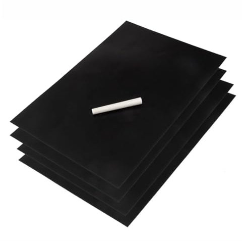 IMIKEYA 4pcs Chalkboard Papers Blackboard Stickers with White Chalk Self-Adhesive Black Boards Sheets for Drawing Removable Chalk Board Decal On Wall for Office Home School Classroom