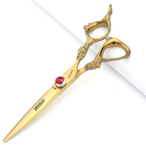 Juego de cortadora de pelo profesional de 6/7 / 8/9 pulgadas, cortadora de pelo afilada de acero inoxidable, tijeras especiales para peluqueros (Corte plano de 6 pulgadas-C)