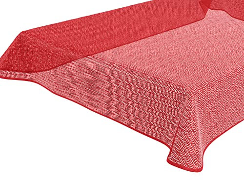 BEAUTEX Tokio Weichschaum Tischdecke mit Paspelband, Garten, Balkon, Terrasse, Camping - Größe und Farbe wählbar - Rund 140 cm, Rot