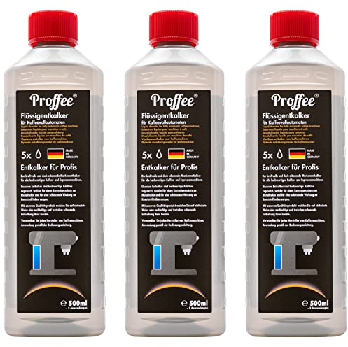 Proffee Entkalker | 3x 500ml flüssiges Konzentrat für Kaffeevollautomaten | Für Espresso- & Filterkaffeemaschinen, Wasserkocher & Teekocher; flüssiges Konzentrat | Made in Germany