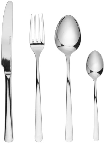 Salter COMBO-8329 Kendal 48 Piece Cutlery Set, Stainless Steel Flatware Set, Service for 12 People, Mirror Polished Silverware, Tableware with Forks, Knives, Tablespoons and Teaspoons, Dishwasher Safe