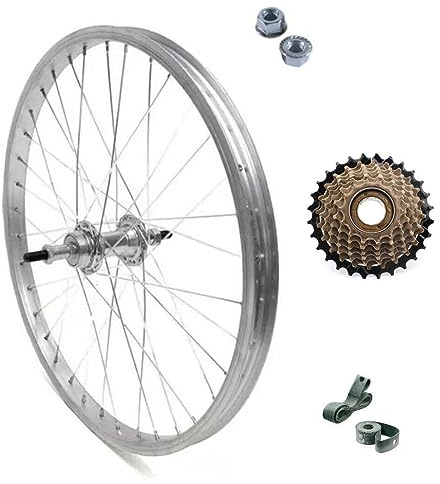 RUOTA/CERCHIO POSTERIORE 26 X 1.75 + RUOTA LIBERA 6 VELOCITÀ BICI ATTACCO STANDARD ALLUMINIO/ACCIAIO 26X1.75 OLANDA - BICICLETTA CITY BIKE - PASSEGGIO DADI DI FISSAGGIO E FLAP INCLUSI