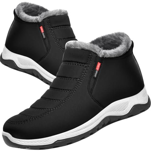 AZMAHT Schuhe Für Geschwollene Füße Damen Winter Thermo Gesundheitsschuhe Extra Breit Atmungsaktive Senioren Turnschuhe Freizeitschuhe Reha Ohne Schnuersenkel Slip-on Schuhe,Schwarz,38/240mm