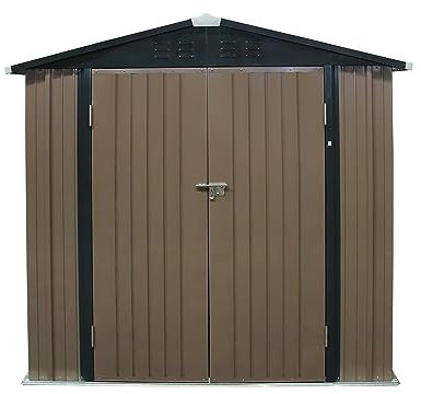 Panana Metal Garden Sheds Garden Storage Outdoor Metal House Utility Tool Storage with Lock for Tools 5X3,6X4',6X8' (4x6)
