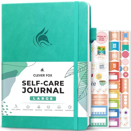 Clever Fox Self-Care Journal – Daily Reflection Notebook – Mental Health & Personal Development Planner, Meditation & Mood Log, Large (Turquoise)