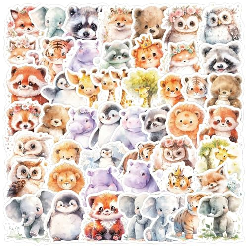 ZELAITE Love Animals Sticker Set, 50 Pieces Animal Stickers, Animal Stickers for Laptop, Skateboard, Computer (H)