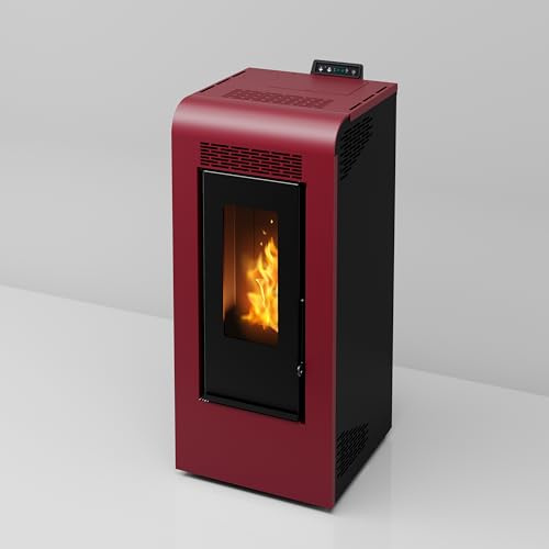 Stufa a Pellet Ventilata Canalizzata Giulia 10 Bordeaux 10,26 KW 4 Stelle 100 m2 riscaldabili (Stufa Canalizzata)