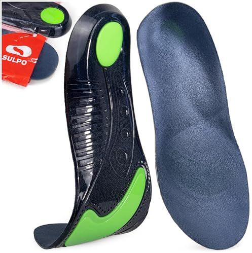 SULPO Masserande gel innersulor – utmärkta för arbete – stötdämpande – hälskydd – lindrar fotsmärta – fotstöd innersulor för män och kvinnor – (6-8)/M