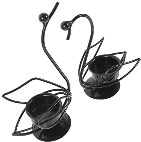 Warmhm 2st Schwanen-kerzenhalter Aus Eisen Teelichtbecher Aus Metall Stumpenkerzenhalter Spitzkerzenhalter Duft Kerzenhalter Hochzeitskerzenhalter Tier Schmiedeeisen Liebhaber Einfach