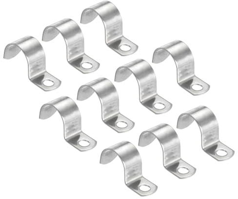 PATIKIL 10 Stück U-Rohrschellen Set, Rohrschelle 25mm, Schlauchschellen, Edelstahl Einzelloch U-Form Kabelschellen, Starrer Rohr Riemen Klemme, Rohrhalterung für Rohr Befestigung