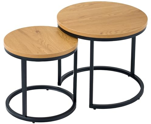 Beistelltische ELEGANCE 45cm - schwarz natur - MDF - 20 kg Belastbarkeit | Tischset, als Couchtisch nutzbar, höhenverstellbare Füße, platzsparend verstaubar, Metallgestell