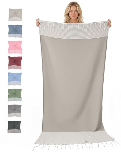 furora HOLIDAY Hamamtuch groß 100x200 cm (Baumwolle), Strand-Saunatuch Damen Herren Saunahandtuch: dünn, kompakt, lang - Strandtuch Hammam Sauna Tuch XXL, Handtuch: Strandhandtuch Urlaub Must Haves