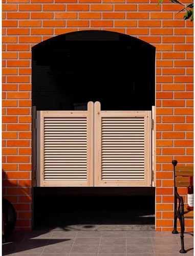 TsoLAY Halbhohe Türen Eingangstür aus massivem Holz, zweigeteilte Pendeltür for Innen- und Außenbereiche, Vintage-Barblock-Halbtür Schiebetür(Size:80x90cm)