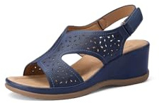 QUEEN HELENA Sandali Sportivi con Zeppa con Sottopiede Ortopedico Donna BZ394 (BZ394 Blu, Sistema Taglie Calzature EU, Adulto, Donna, Numero, Media, 39)