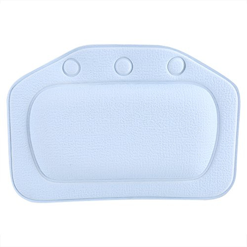 WPKD BLUEIY Cuscino da Bagno,Cuscino Vasca da Bagno con Ventose,Supporto per Collo e Testa,Antiscivolo Imbottito per Vasca e Spa(Azzurro)