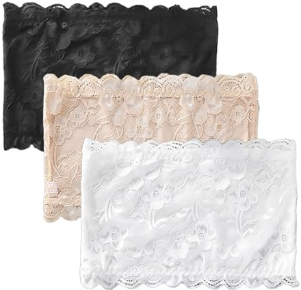 Bandeau sans Bretelles 3 pièces, Hauts sans Bretelles, Soutien-Gorge sans Bretelles pour Femmes, Soutien-Gorge en Dentelle, Soutien-Gorge sans Bretelles sans Couture