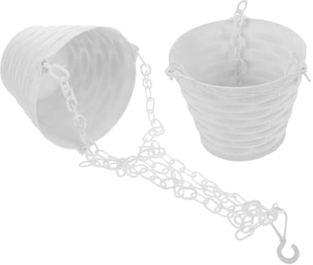 KONTONTY Vaso Di Fiori Sospeso in Plastica 2 Pezzi, Cesto Appeso Per Piante Da Giardino e Arredamento Casa, Supporto Gancio Per Balcone, Soggiorno e Ufficio, Facile Installazione e Risparmio Spazio