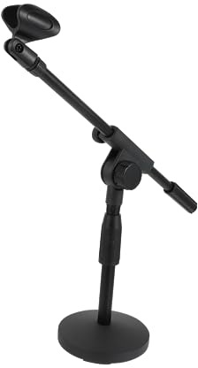 WESIEVYA Conference Desktop Microphone Stand Weighted Disc and Adjustable Height for Table Mic Setups Includes Crossbar for Versatile Use
