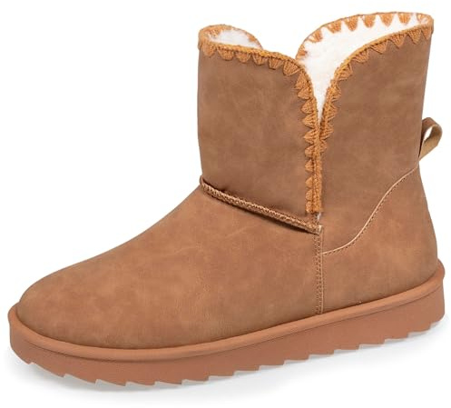 Isotoner Bottines femme fourrées, légères, confortables, semelle mousse à mémoire de forme, 39, camel