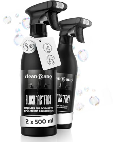 Cleangang Reiniger für Schwarze Armatur & Keramik, Armaturenreiniger, 1 L | für Waschbecken, Wasserhahn, Duschkopf & Fliesen, schützt Farbintensität, streifenfrei, Kalkreiniger, sanfte Formel