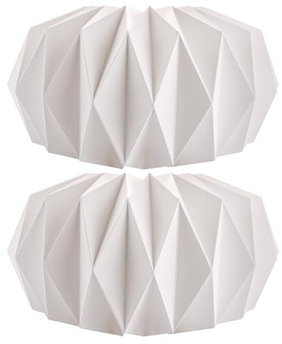 LDXDRU 2 Pack 43cm Paper Lampshades for Ceiling Lights, Paper Ceiling Light Shade, Origami Lampshades White Lantern Shade for Home Hotel Restaurant