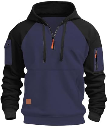 Mens Hoodies Half Zip Pullover Work Jumpers Military Tactical Sweatshirts