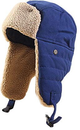 ASerZenith Wintermützen, Mütze, Kunstfell, Fliegermütze, hält warm, Winter-Pilotenmütze für Ski(Blue-6 7/8-7 1/8cm)