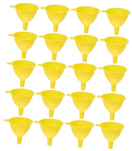 COLLBATH Set 20 Pezzi di Piccoli Imbuti in Plastica Gialli da 6,5 Cm, Imbuto Facile da Maneggiare e Liscio per Olio Essenziale e Trasferimento Liquidi in Laboratorio