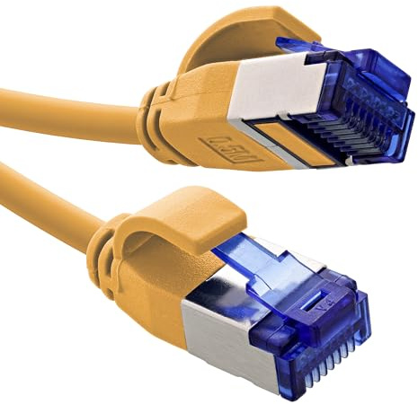 InLine® Cavo patch sottile, Cat.6A, S/FTP, TPE (LSZH) flessibile, PoE, rame (CU), LAN, Ethernet, cavo di rete, RJ45 Gigabit, giallo, 1 m, 74901Y