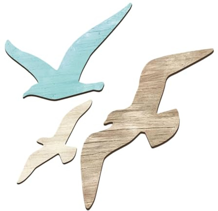 Ciieeo 3 Pièces Décoration murale mouette poubelle de plage fixation décoration marine décoration côtière déco murale bord de mer art mural sur le thème de l'océan maison côtier Lac Bois