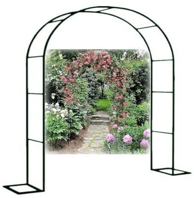 Générique Arche de Jardin en métal Arceau à rosiers 80-350cm Largeur 200/220/230cm Hauteur Large Arche de Mariage Arceau à Rosiers Plante Grimpantes,avec Base(Green,Width 80xHeight 200cm)