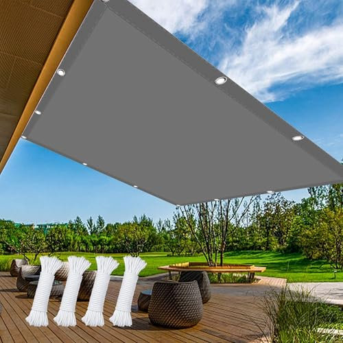 Tenda da Sole Parasole Tenda a Vela 150 x 200 cm Protezione Raggi UV Facile da Installare Rete Telo Ombra Antivento con Occhielli e Fascetta per Patio Balcone Prato, Grigio Chiaro