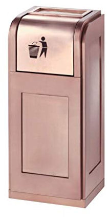 CAFIEDR Papelera Cuadrada con cenicero de pie, Papelera con Cubo Interior, Papelera para Exterior, Centro Comercial, Calle(Oro Rosa)