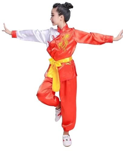 WJIAYAO Kung Fu Uniform Kung-Fu-Uniform, traditionelle Kampfsport-Kleidung, Kampfsport-Kleidung, Kung-Fu-Kleidung, Mädchen-Jungen-Bühnenkostüm-Set(Color 3,130CM)