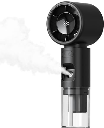 Ventilador de niebla portátil, ventilador de niebla, ventilador de pulverización de agua, Mini herramienta de refrigeración con pantalla digital, función de pulverización para viajes, camping al aire