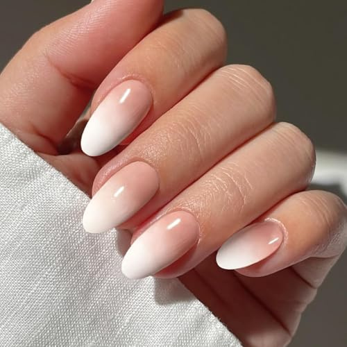 JMEOWIO Nagelfolie UV Härtend Apricot Weiß Farbverlauf UV Gel Nail Strips Nagelsticker Nagelaufkleber Nail Art Dekoration Nageldesign Zubehör