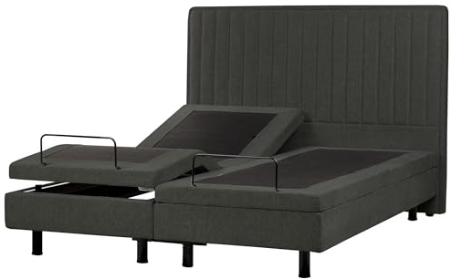 Beliani Polsterbett elektrisch verstellbar dunkelgrau 160x200 cm Fernbedienung Castellan
