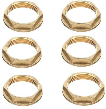 txuzong 6 Piezas Tuercas Traseras con Brida, 3/4 Hexagonal Latón, G3/4 Hembra para Lavabo - Incluye Contratuerca, Accesorios Sanitarios de Baño