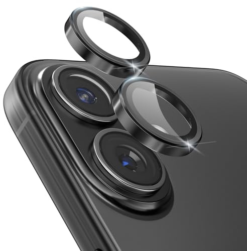 CloudValley Protection D'objectif D'appareil photo Pour iPhone 17, [Installation en 1 seconde] Coque En Verre Trempé Ultra-HD, [Compatible Avec Les Coques] Anneau De Protection D'écran En Métal, Noir