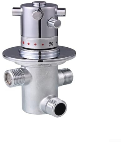 Zoegneer Robinet mitigeur thermostatique en laiton G1/2 - Cartouche chromée - Contrôle de la température de l'eau - Pour salle de bain, douche, lavabo, bidet, système de mélange d'eau chaude et froide