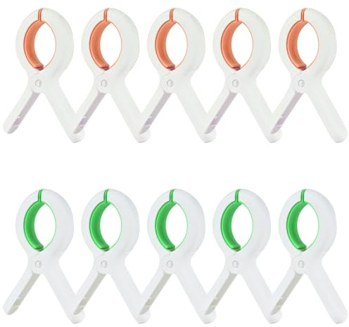 SiumPklay 10 PCS Heavy Duty Beach Towel Clips for Sun Loungers​​ – Windproof Laundry Pegs for Washing Line, Pool Chairs & Sunbeds – Non-Slip Large Towel Clips