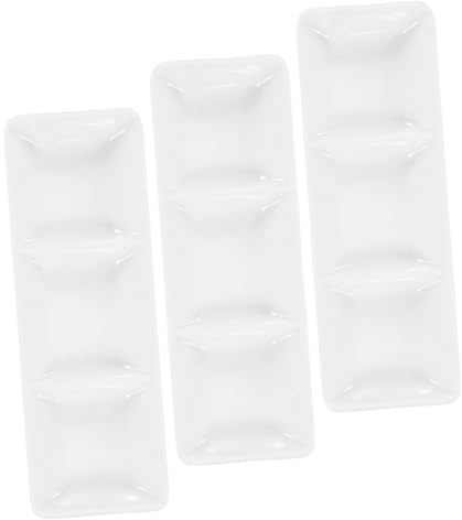 Ipetboom Lot de 4 Petits Plats à Assaisonnement Rectangulaires 15 Cm en Céramique Blanche, Compartimentés, pour Condiments et Sauces Individuelles, Adapté Maison, Pique-niques et Barbecue