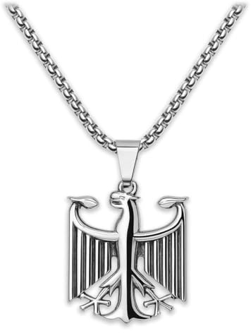 Soul-Cats Halskette mit Bundesadler Anhänger aus 316L Edelstahl, handpoliert, in Silber oder Gold, verschiedene Ketten & Längen 55–70 cm, Geschenkverpackung