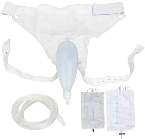 Colector de orina para hombres mayores, Colector de orina masculino portátil con cintura elástica, catéter externo transpirable a prueba de fugas con 47 tubos masculinos