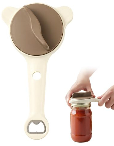 Dosenöffner Manuell,Ohne Scharfe Kanten Flaschenöffne,4-in-1 Multifunktionaler,Spannungsfreier Glasöffner für Alle Dosen und Gläsern (1PCS)