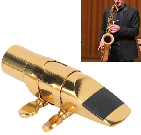 Kuuleyn 5 bocchini per sassofono soprano Bocchino con cappuccio e morsetto Sax in Sib in metallo per principianti